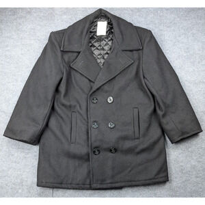 Mariner 2000 Pea Coat Mens 44 Large Wool Double Breasted Nautical Timeless Black